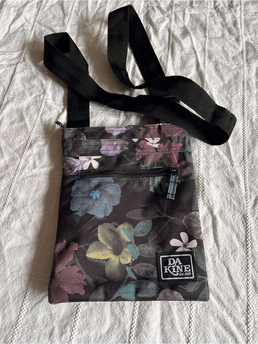 Dakine Black Floral Crossbody Bag with Multicolor Blooms